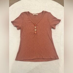 Better Be Button Down V Neck Top